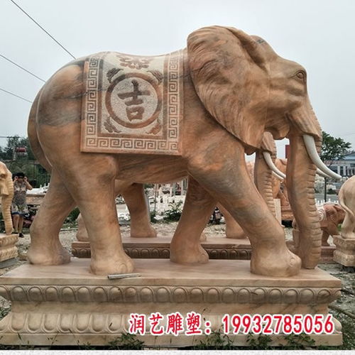 驮着聚宝盆的大象石雕 绥化青石雕塑大象加工厂
